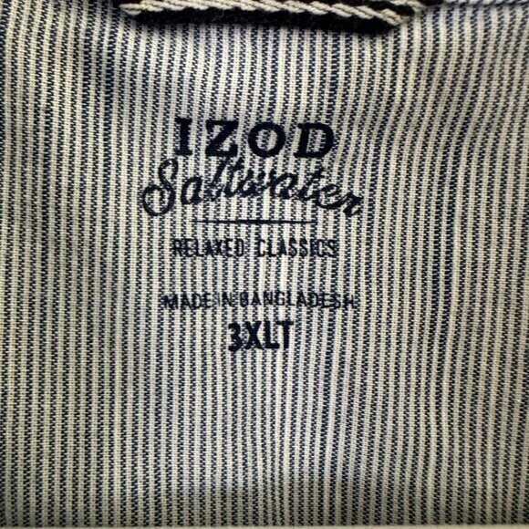 Izod Saltwater Blue and White Short Sleeve Shirt‎   Size 3XLT - Picture 2 of 7